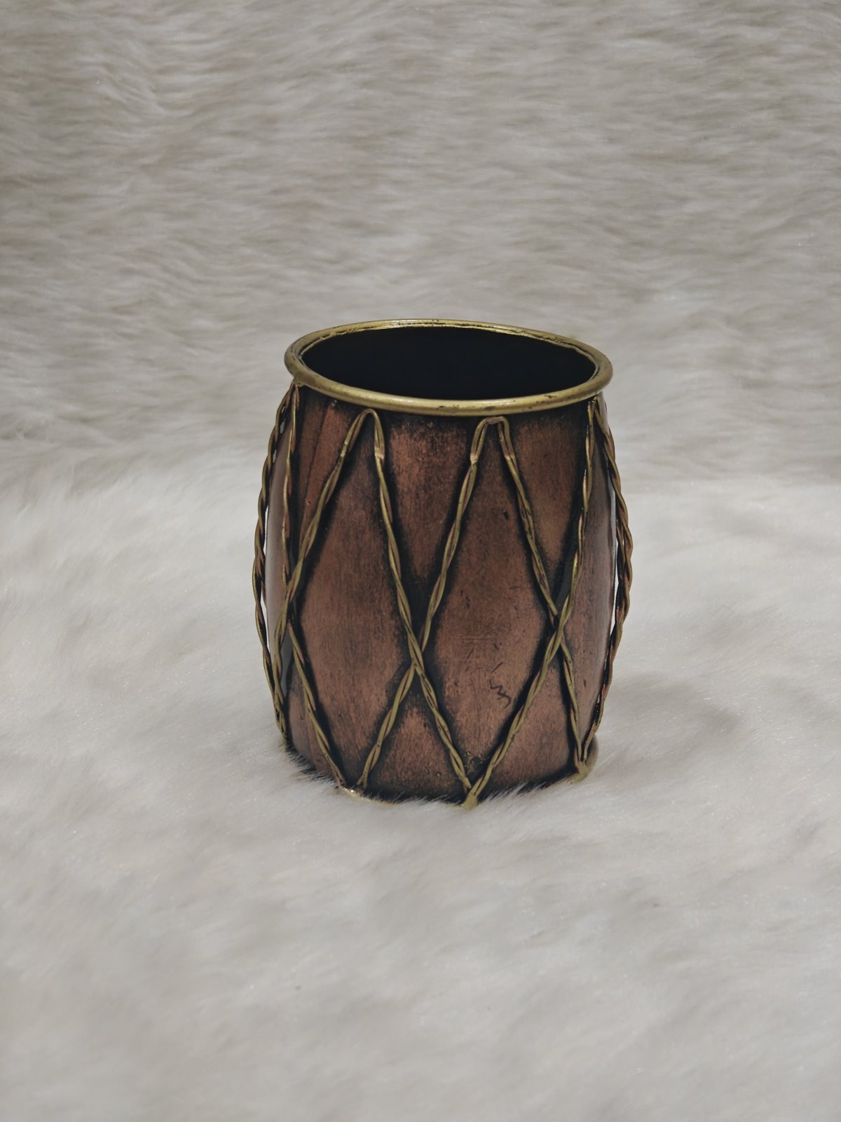Dholak Pen Stand – Musical Folk Art Desk Piece - Handcrafted Decor