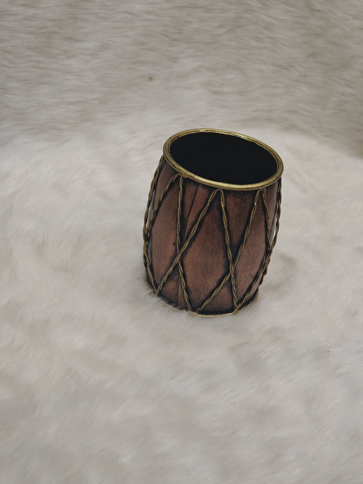 Dholak Pen Stand – Musical Folk Art Desk Piece - Handcrafted Decor