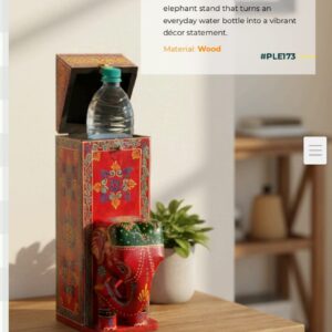 Handcrafted Wooden Bottle Holder — Rajasthani Folk Art Décor