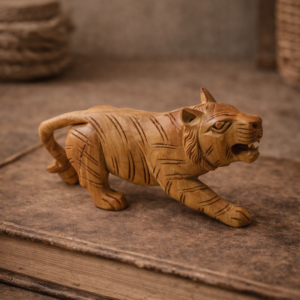 Unpolished Wooden Tiger Figurine