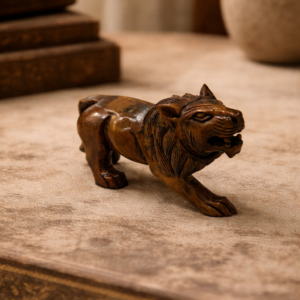 Polished Wooden Lion Figurine