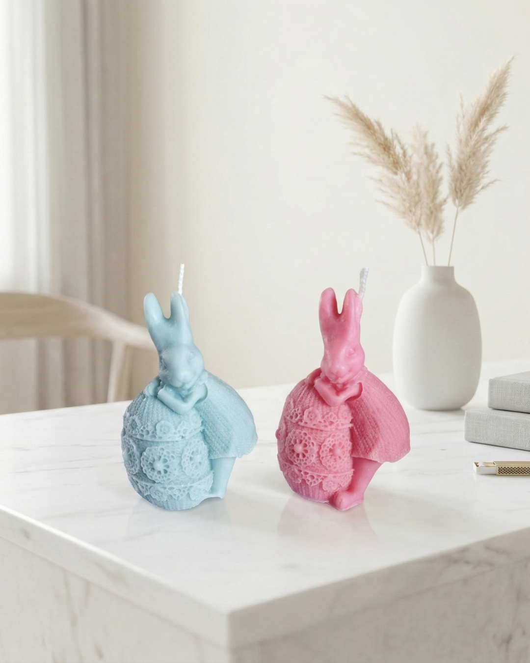 Easter Story Bunny Candle – Little Bunny on Lace Egg - Image 2