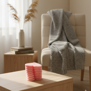 Blush Heart Stack Candle – Layered Heart Sculpted Candle