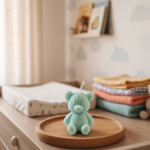 Mint Cuddle Bear Candle – Textured Teddy Sculpted Candle