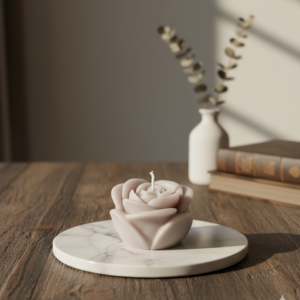 Blush Rose Bloom Candle – Sculpted Rose Flower Candle