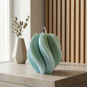 Seafoam Spiral Wave Candle – Sculpted Statement Candle