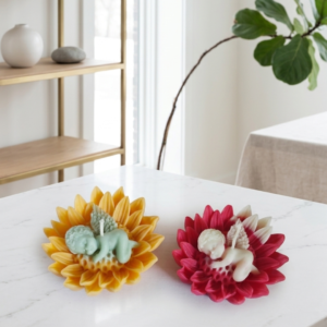 Sunflower Angel Nest Candles – Set of 2 Sleeping Angel Flower Candles