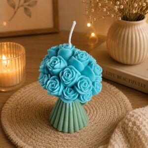 Small Rose Bouquet Candle – Handmade Floral Wax Décor