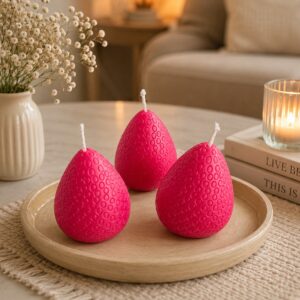 Strawberry Shaped Decorative Candle – Set of 3