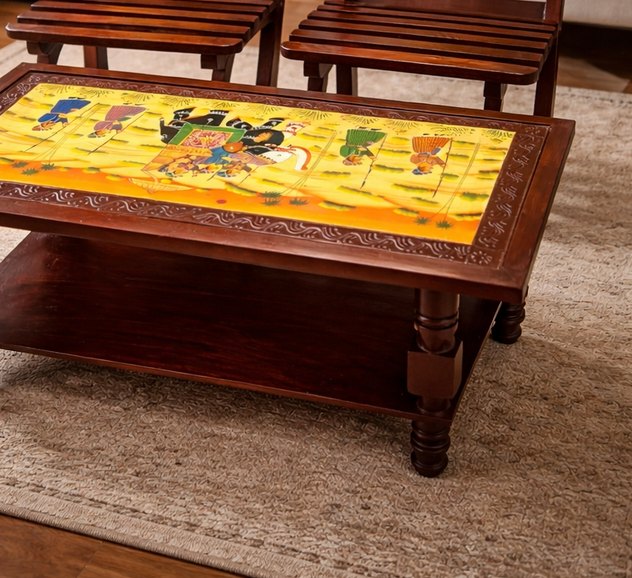 Lounge Table, Handpainted Rajasthani Folk Art โ lounge table handpainted by Premloom Envision