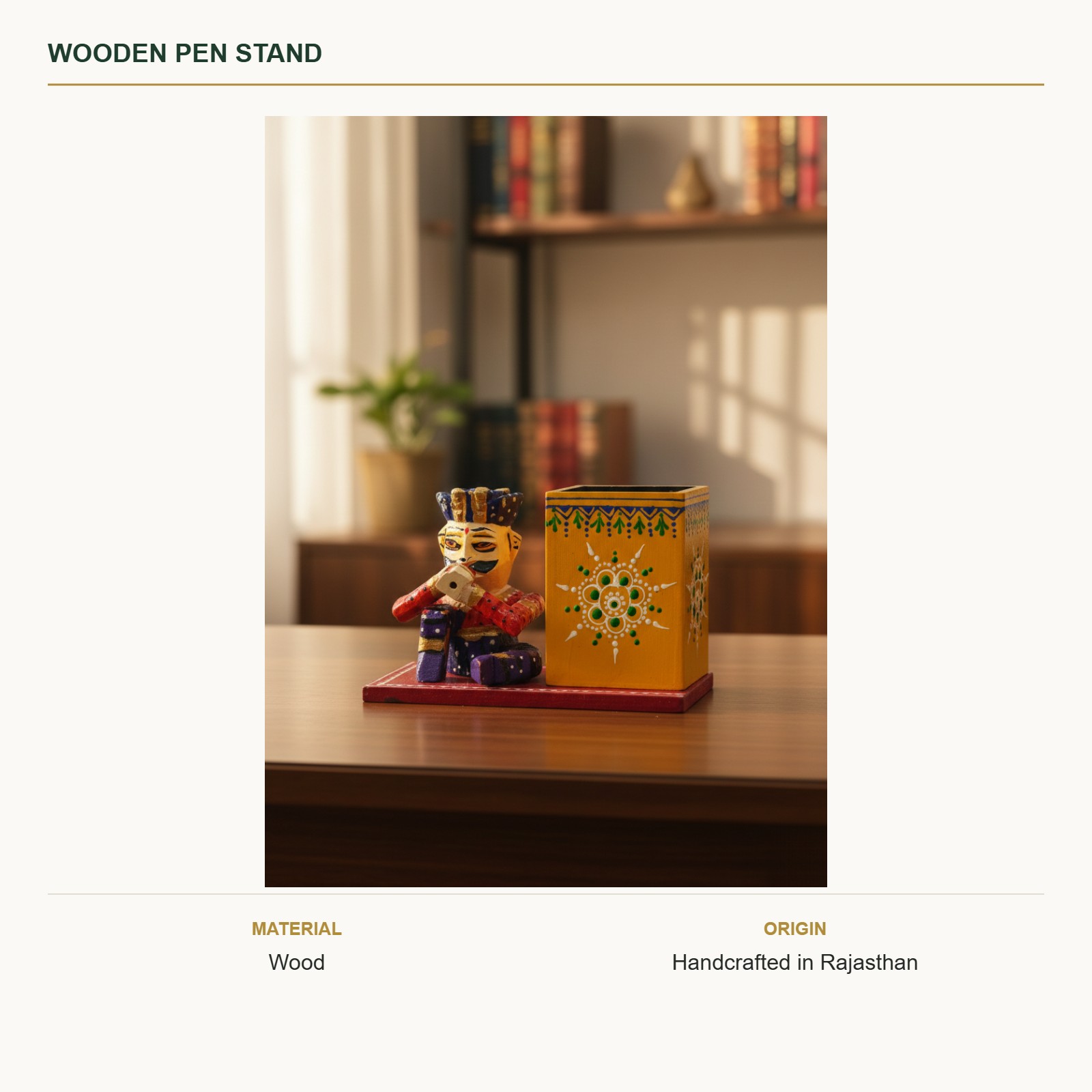 Wooden Pen Stand: Folk Art Desk Accent - Image 2