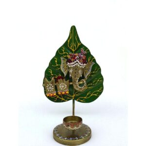 Ganesh Leaf Tealight Holder: Sacred Glow Décor