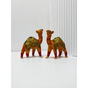 Desert Duo: Handcrafted Wooden Rajasthani Figurine Set
