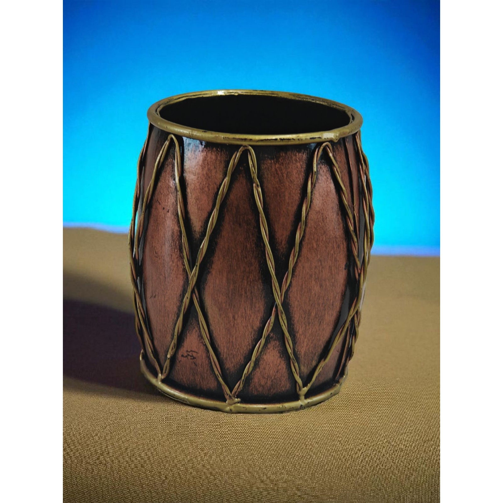 Dholak Pen Stand: Musical Folk Art Desk Piece - Image 5