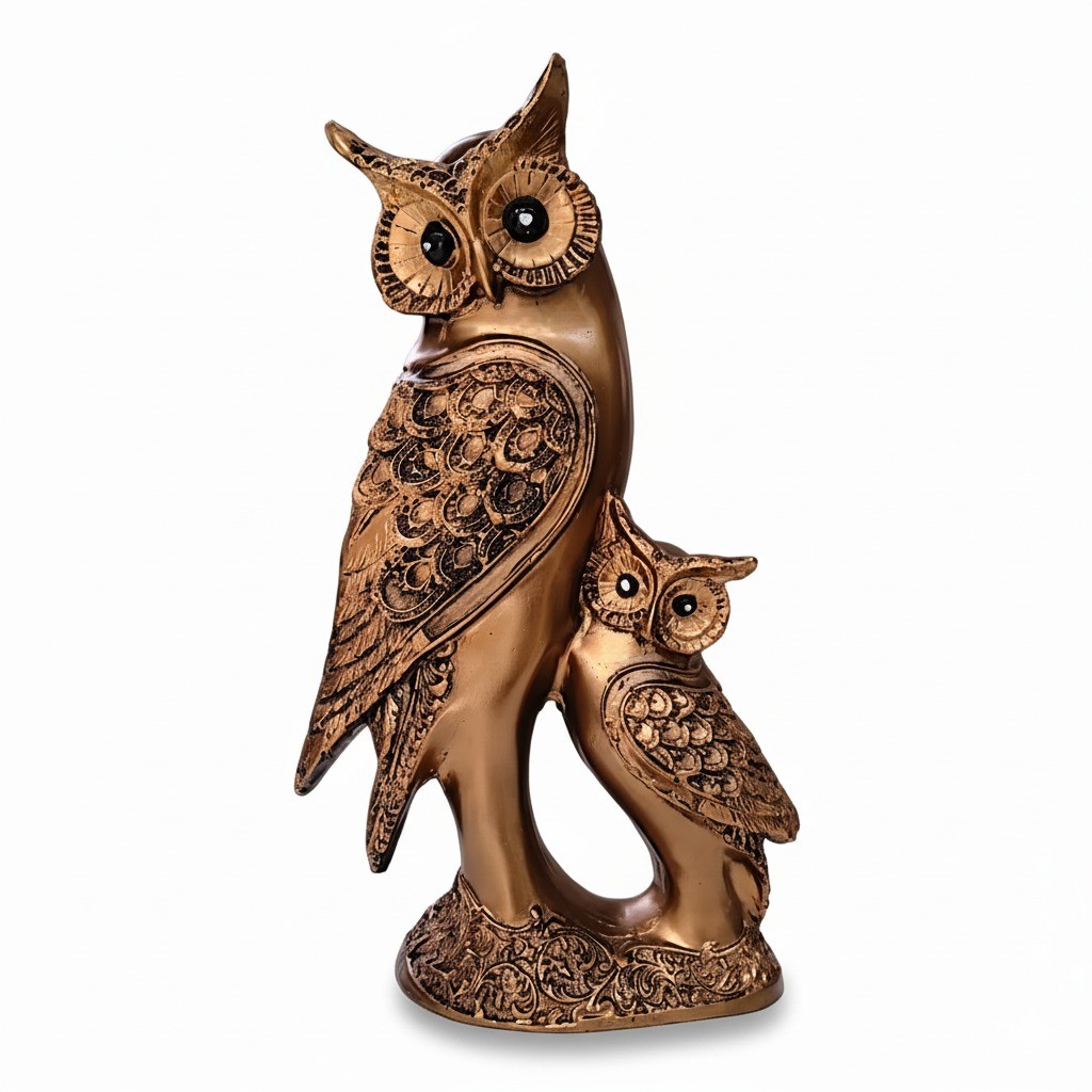 Wise Owl Statement Piece: Bronze-Finish Owl Trio - Image 5