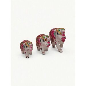 White Red Elephant, Handpainted Wooden Figurine