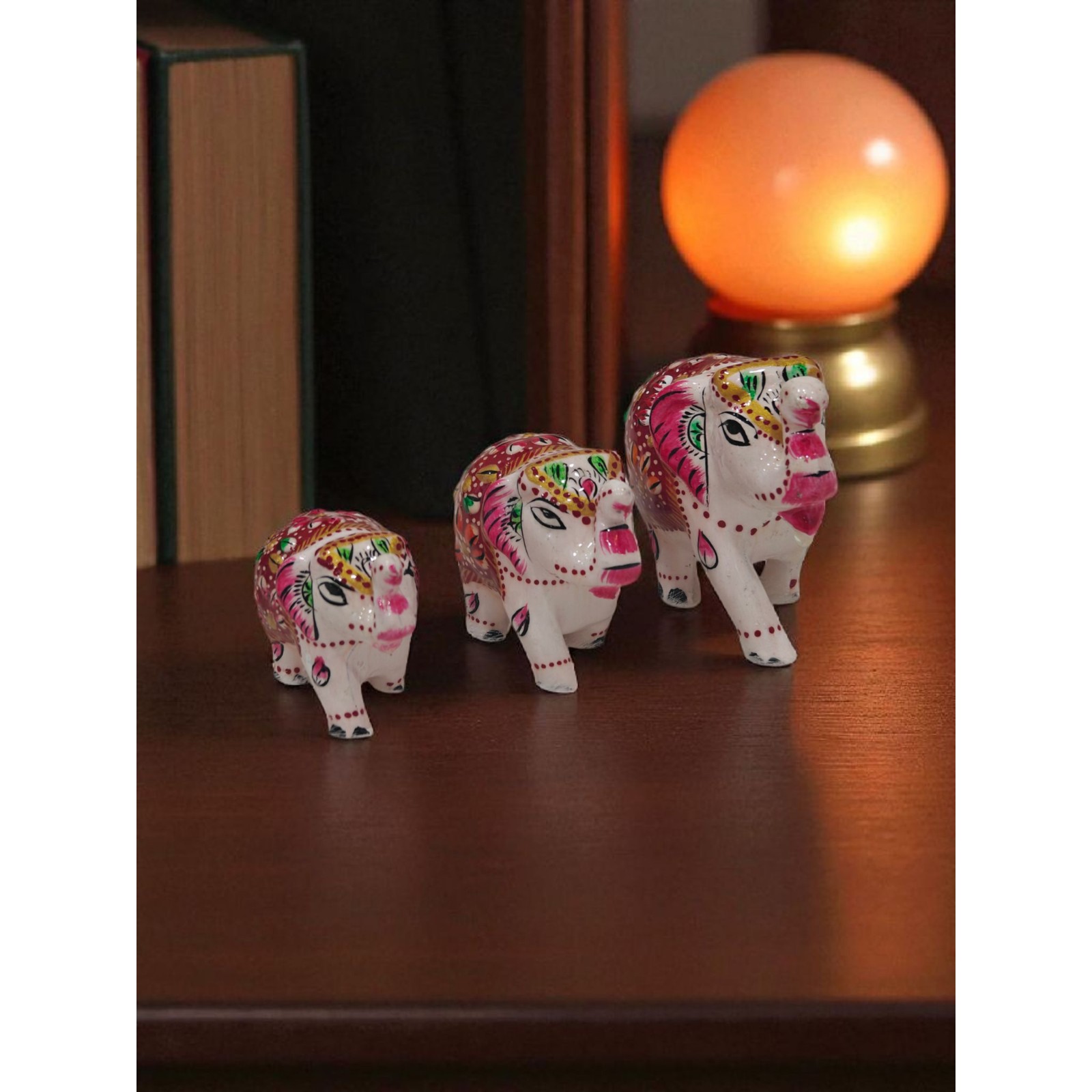 White Red Elephant, Handpainted Wooden Figurine - Image 2