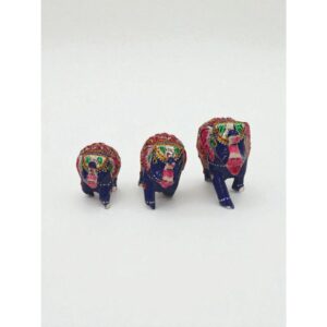 Blue Red Elephant, Handpainted Wooden Figurine