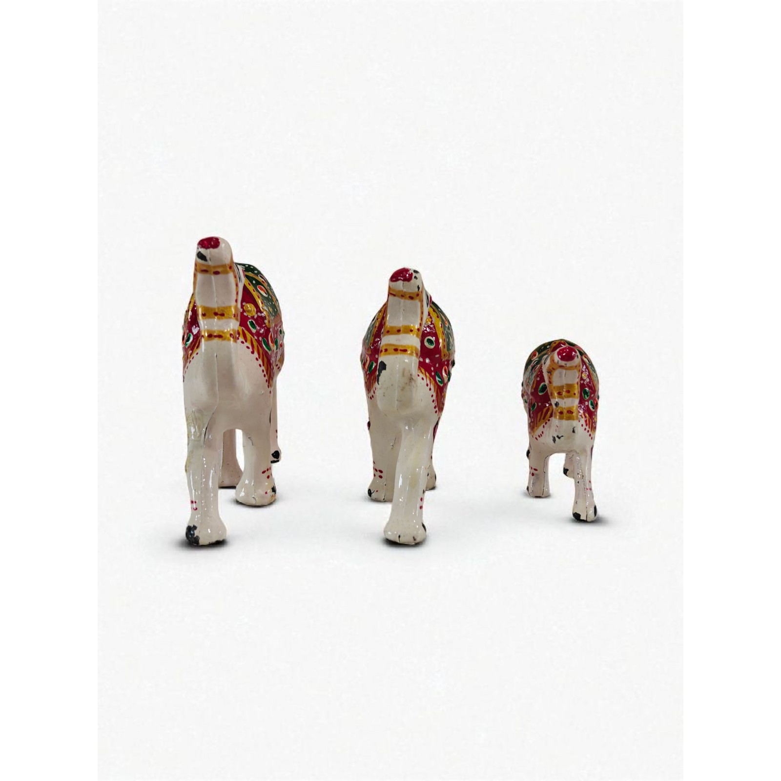 White Green Camel, Handpainted Wooden Figurine