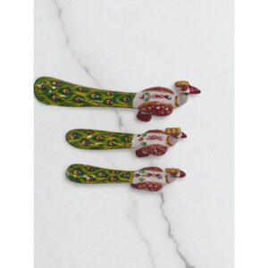 White Green Peacock, Handpainted Wooden Figurine