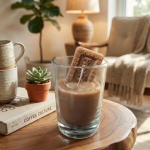 Latte Glass Candle, latte candle by Premloom Envision