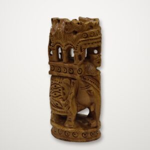 Shahi Elephant, hand carved elephant with a jali howdah, three quarter view