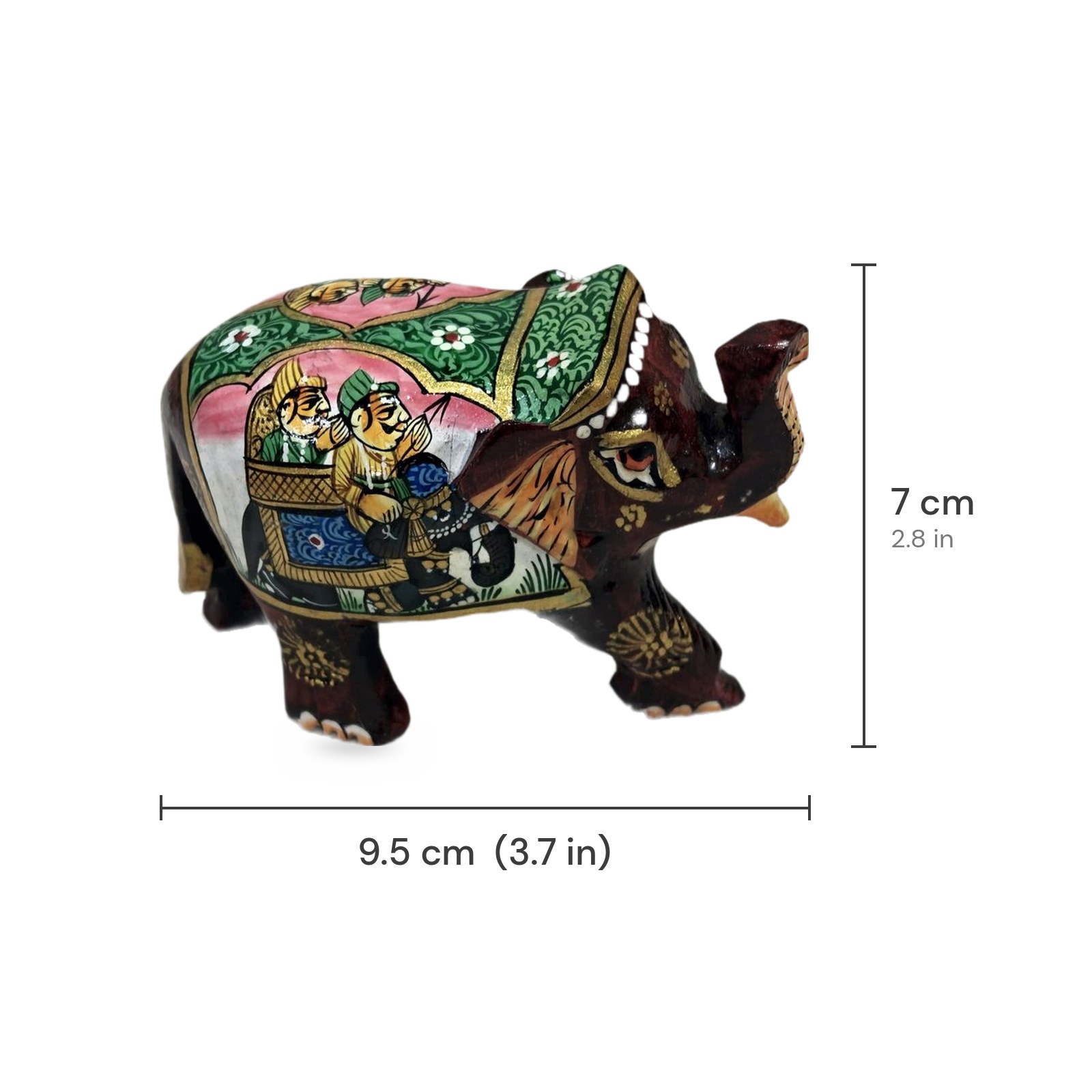 Kala Haathi size chart: 9.5 cm long, 7 cm tall