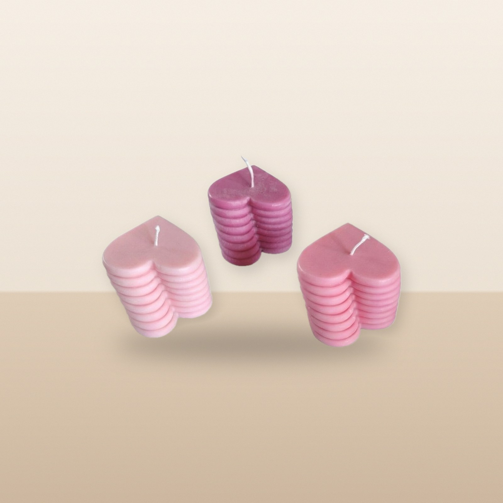 Heart Stack Candle, on a tabletop