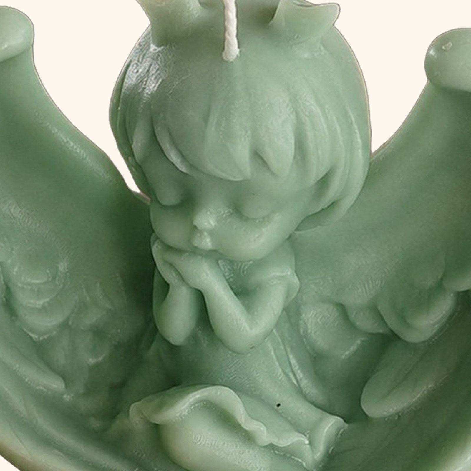 Angel with Wings Candle, close up of the detail