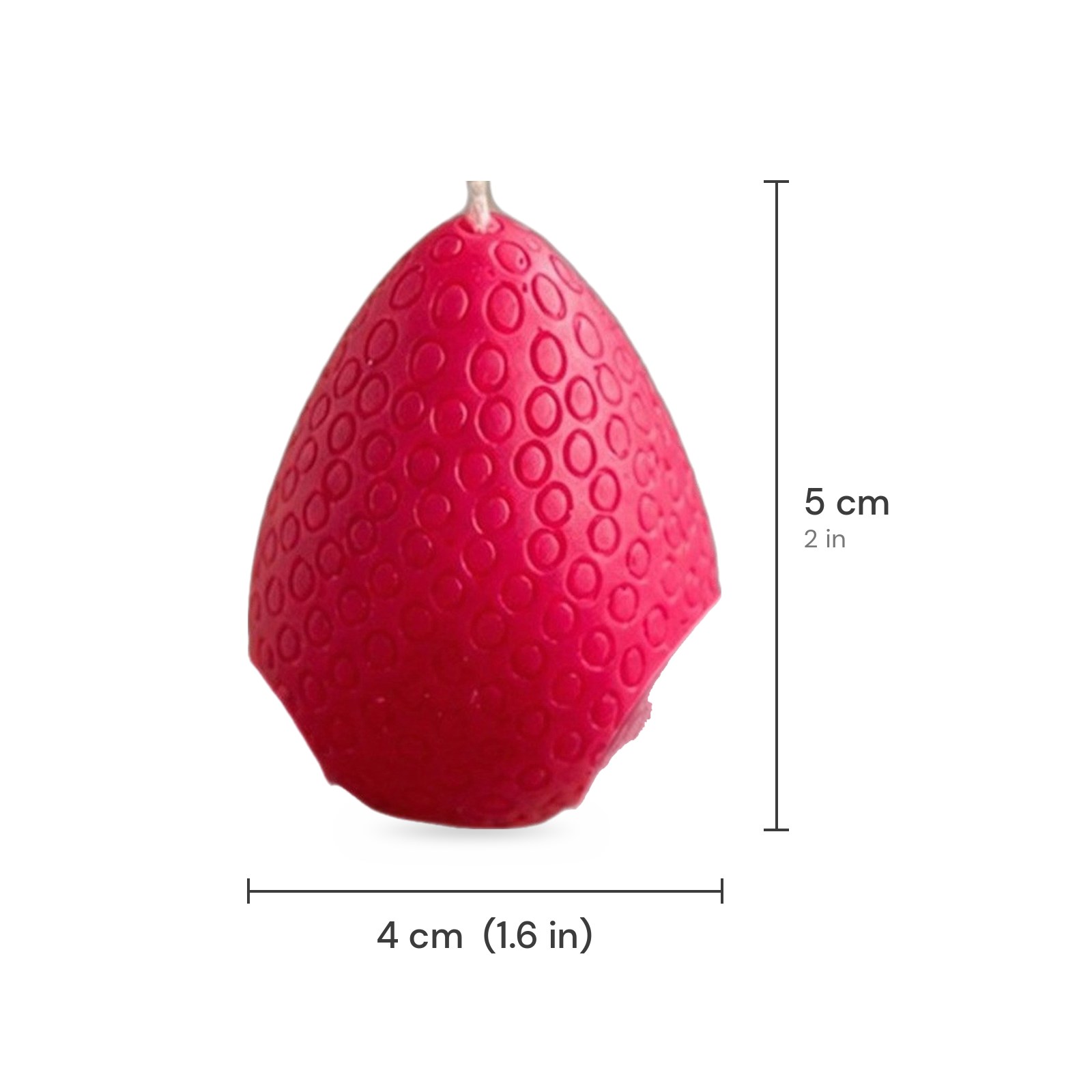 Strawberry Candle size chart: 4 cm wide, 5 cm tall