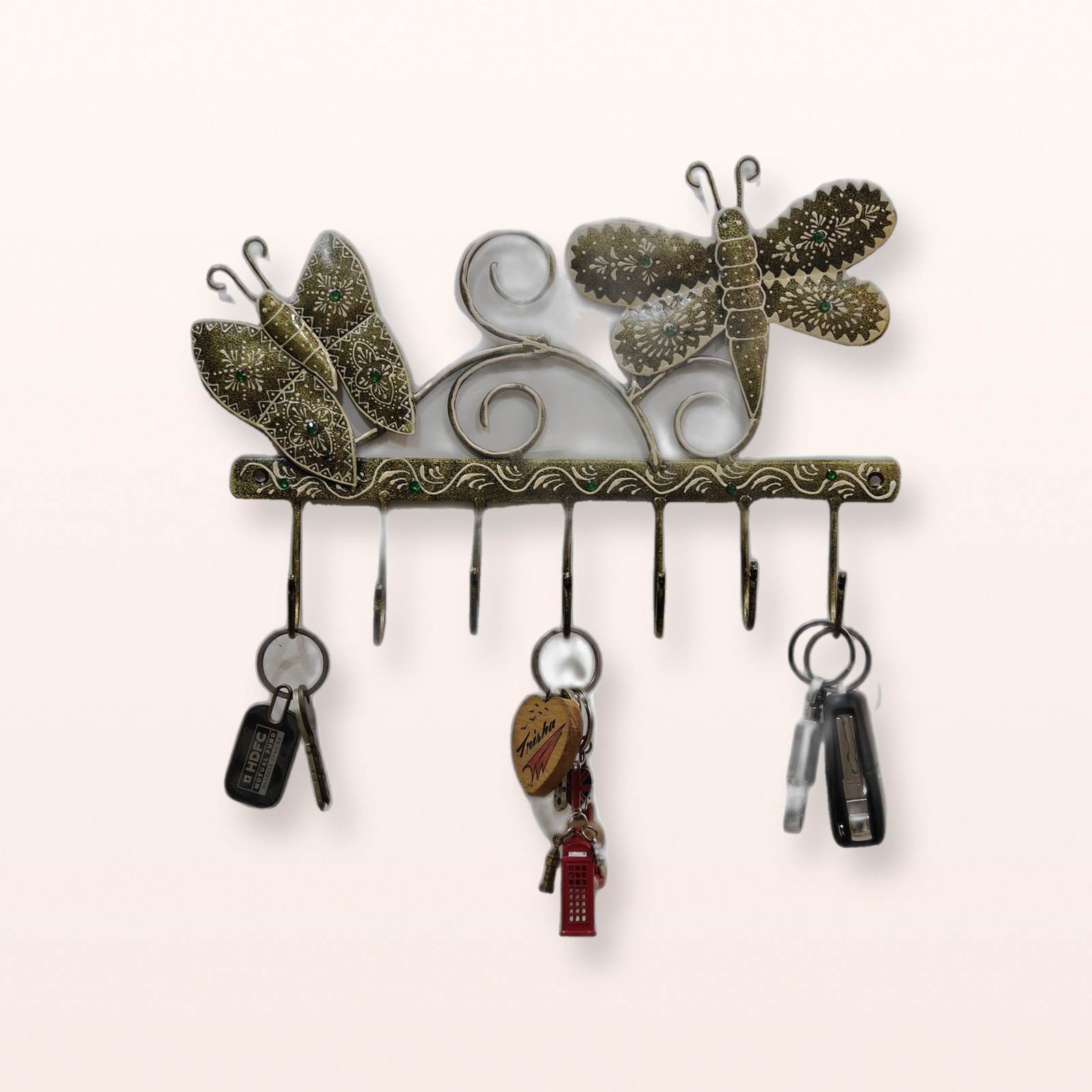 Butterfly Key Holder, on a soft blush background