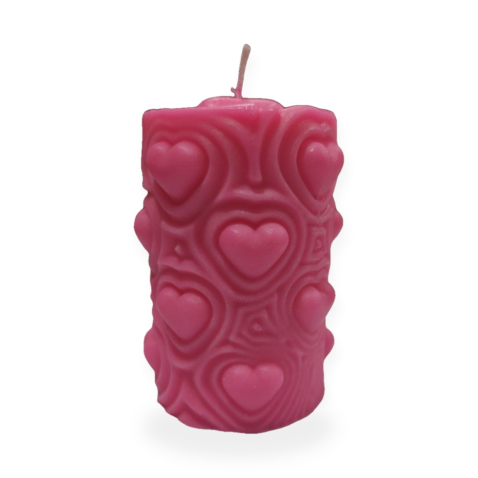 Blush Heartbeat Pillar Candle, on a white background