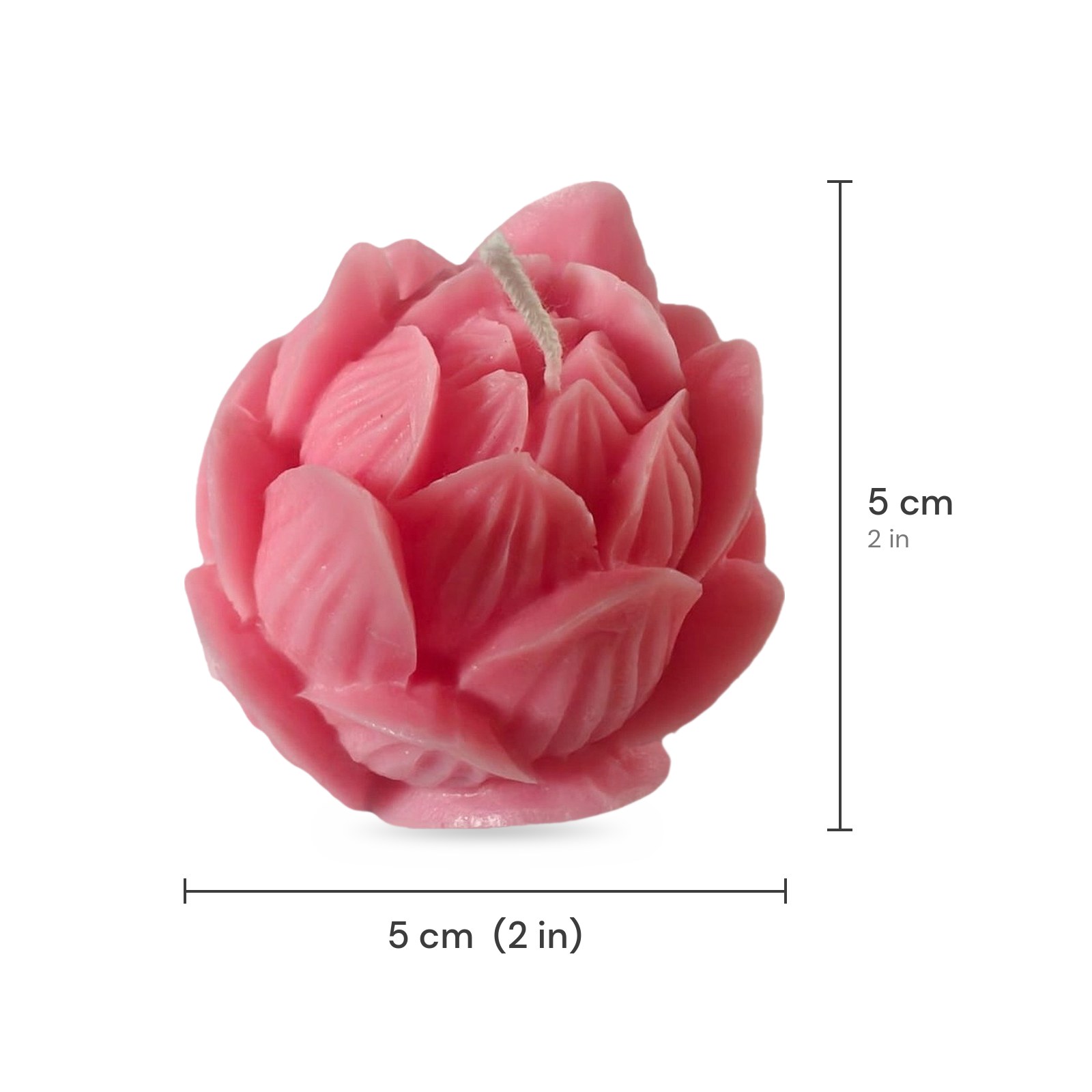 Serene Lotus Bloom Candle size chart: 5 cm wide, 5 cm tall
