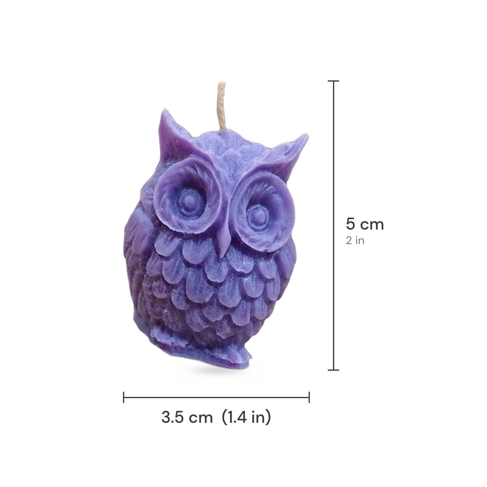 Owl Candle size chart showing 3.5 cm width and 5 cm height
