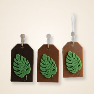 Leaf Wax Tags, on a cream background