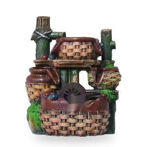 Harvest Mill: Indoor Water Fountain with Grain Baskets and Water Wheel