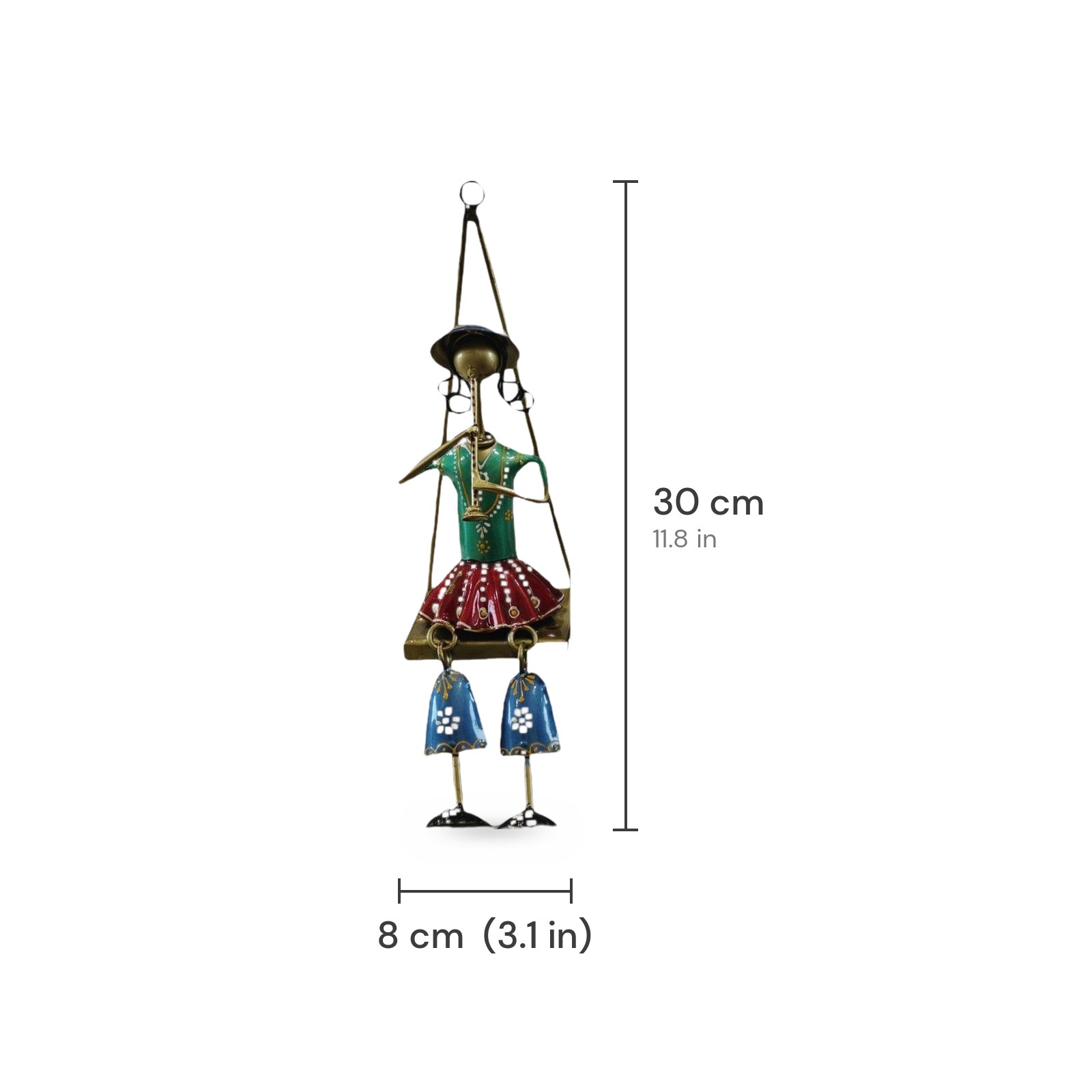 Jhoola Musician swing figure size chart: 8 cm wide, 30 cm tall