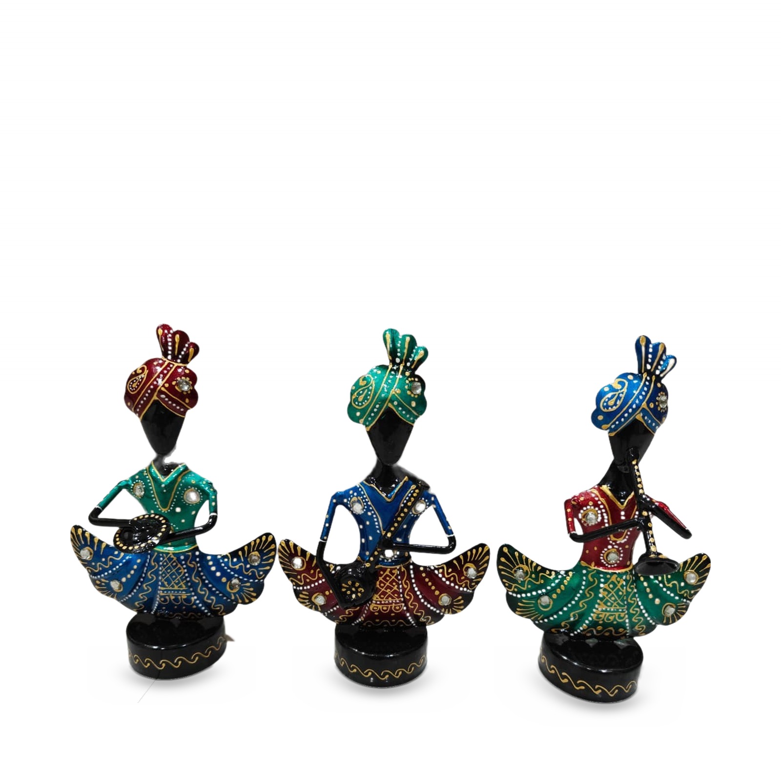 Pagdi Sur Mandali turbaned musician figurines, set of 3
