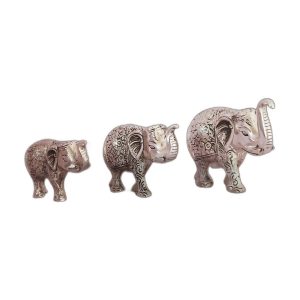 Royal Rajasthani Elephants, Silver Finish, Set of 3, Premloom Envision